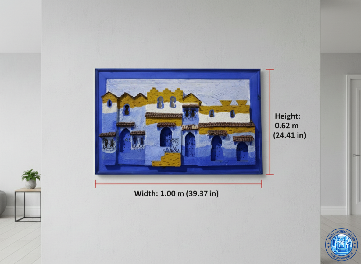 Chefchaouen 3D Illuminated Wall Art – Handmade Moroccan Blue City Artwork with Integrated Night Lights